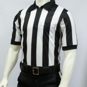 A referee shirt and pants are shown.