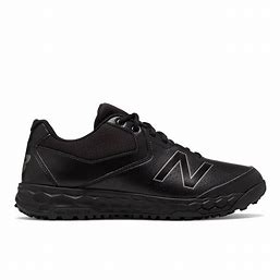 A black new balance shoe is shown.