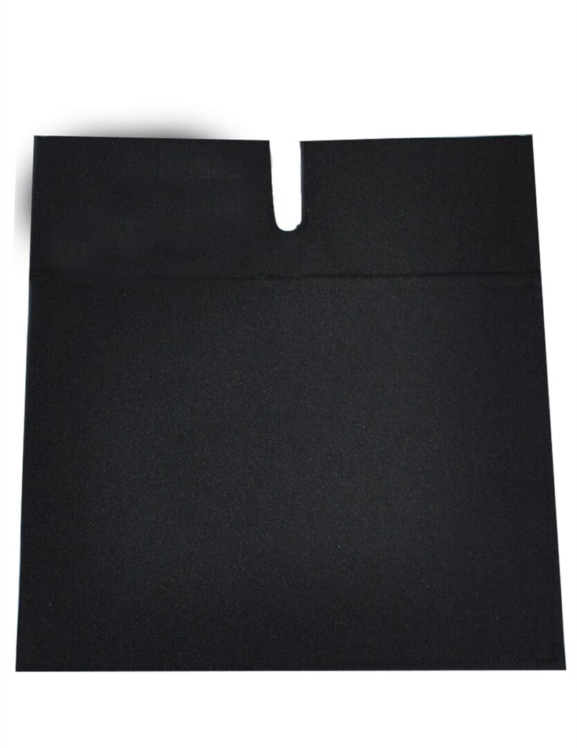 A black piece of paper with the top open.