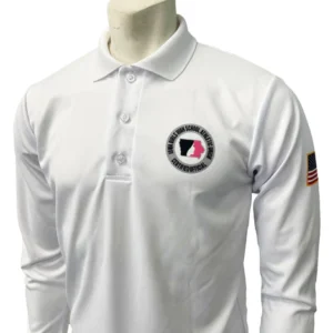A white long sleeve polo shirt with the words " 7 5 th anniversary of v-e " on it.