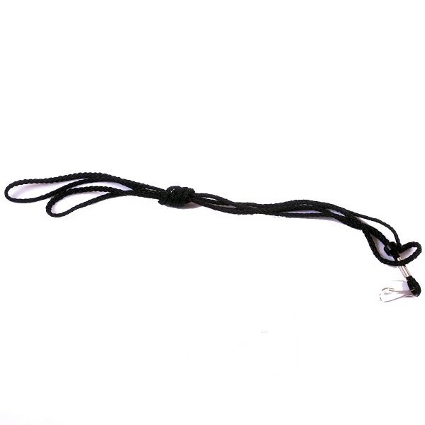 A black cord with two ends attached to it.