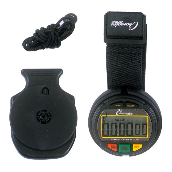 A stopwatch and a cord are shown.