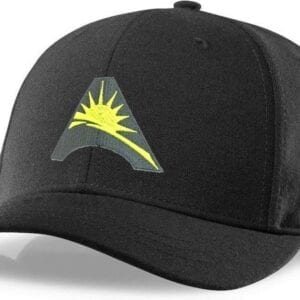 A black hat with the sun on it.