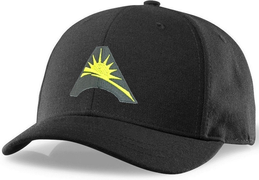 A black hat with the sun on it.