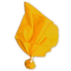 A yellow kite is flying in the air.