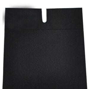 A black piece of paper with the top open.