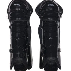 A pair of black shin guards on top of each other.