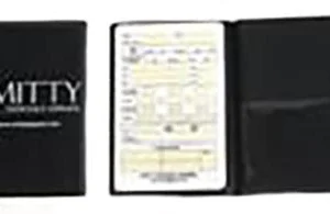 A black passport holder with the word " liberty ".