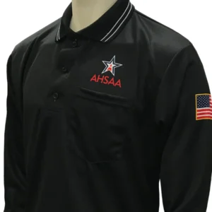 A black long sleeve shirt with an american flag on the front.