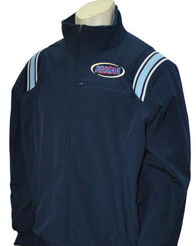 A man wearing a jacket with stripes on the side.