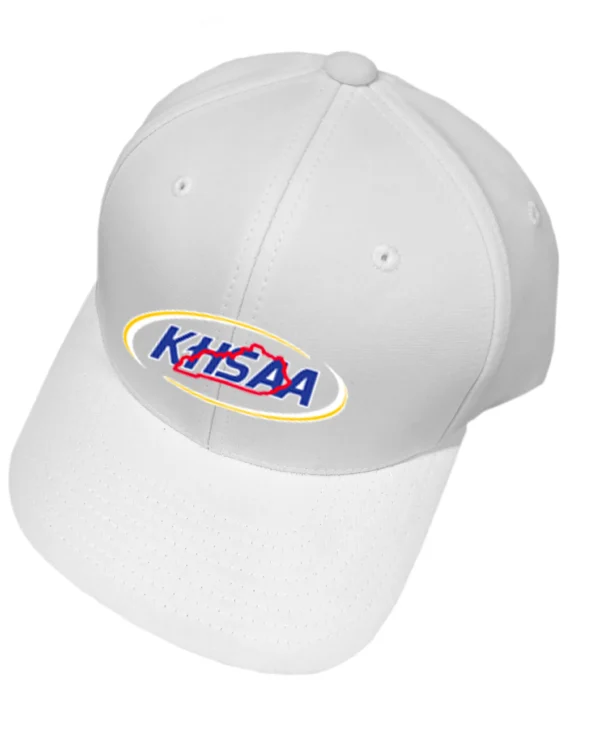 A white hat with the word " khisaa ".