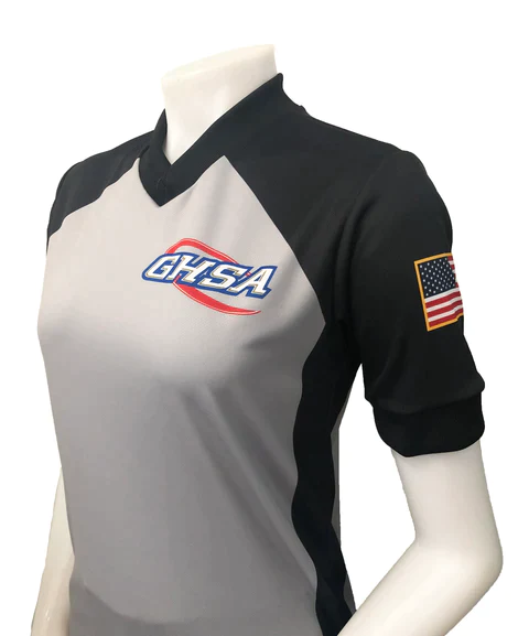A close up of the front of a female referee shirt