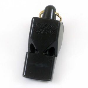 A black whistle with the word " classic " written on it.