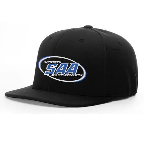 A black hat with the word saa on it.