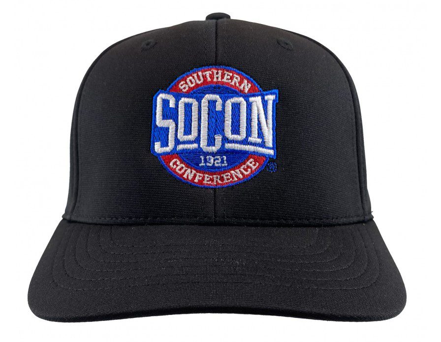 A black hat with the southern conference logo on it.