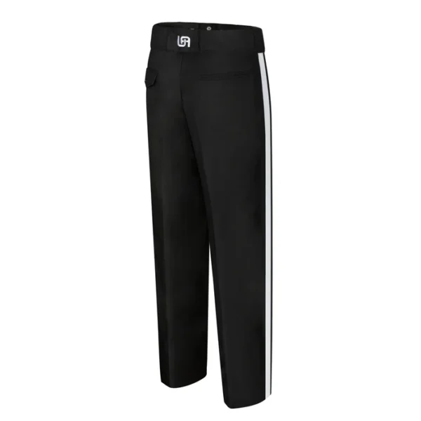 A black and white pair of pants are shown.