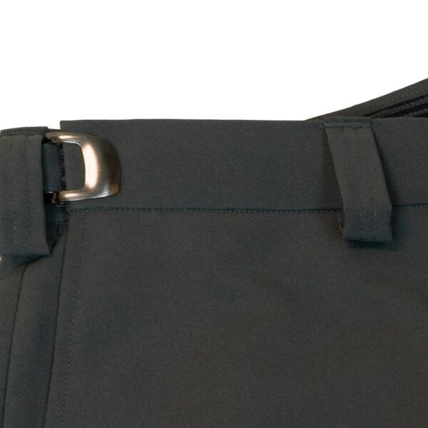 A close up of the belt loop on a black bag