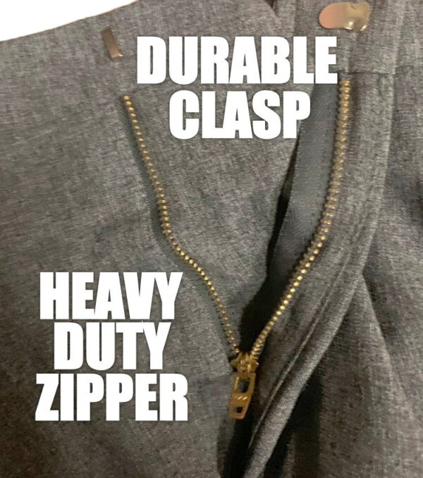 A close up of the side zipper on a jacket