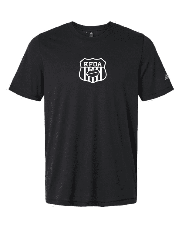 A black t-shirt with the words " keda " on it.