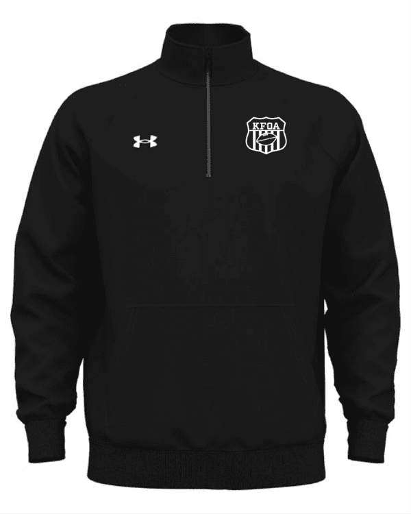 A black under armour jacket with the ua logo on it.