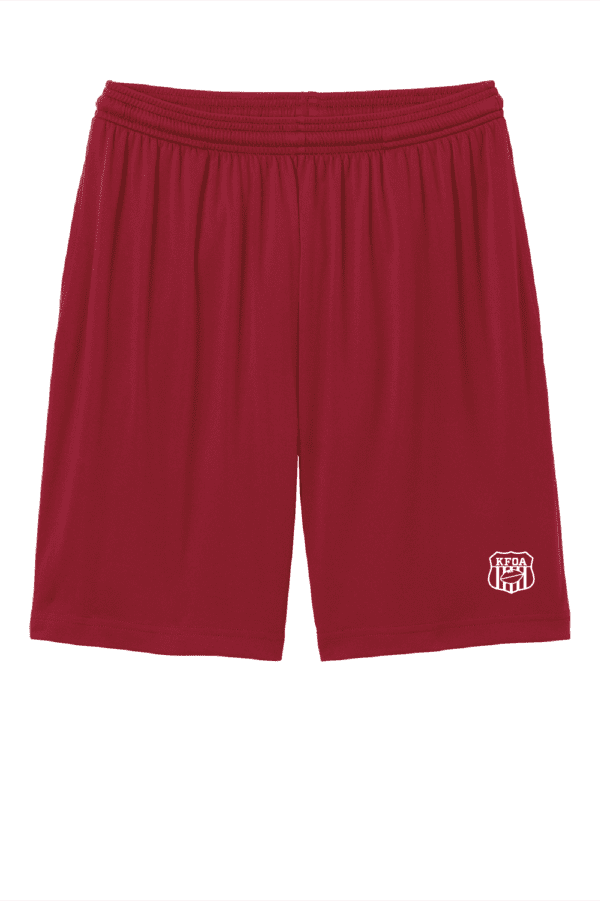 A red shorts with the word " msu " on it.