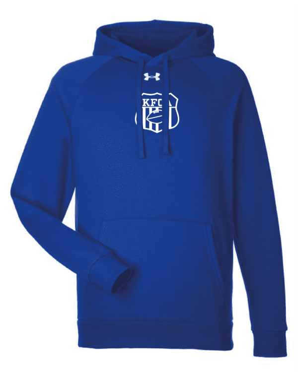 A blue hoodie with the letter e on it.