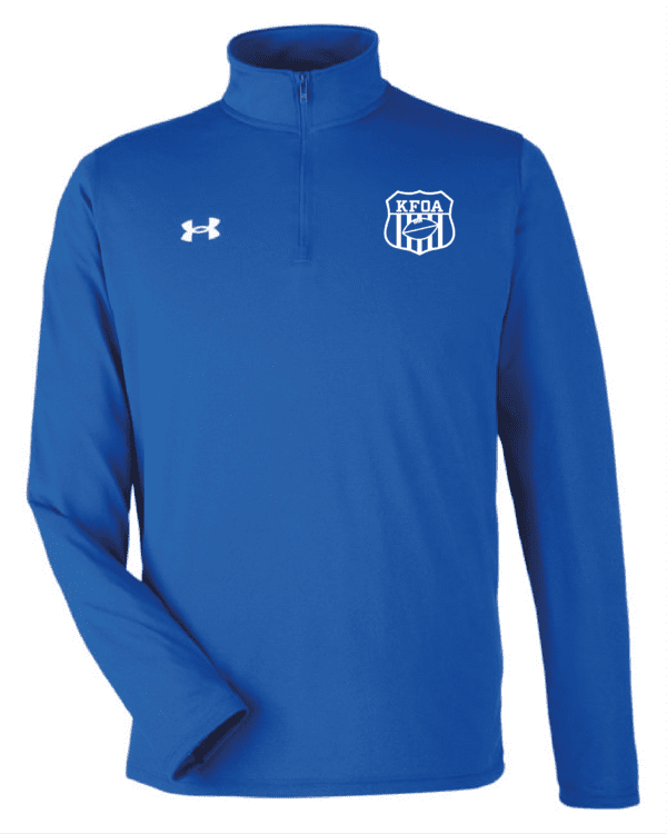 A blue under armour jacket with the logo of a soccer team.