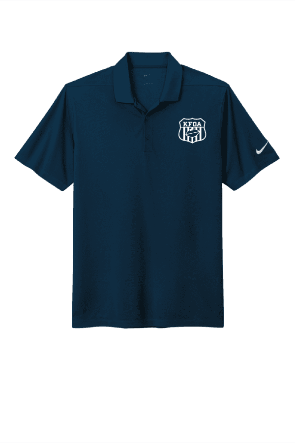 A navy blue nike polo shirt with the logo of the new york giants.