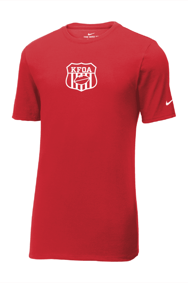 A red nike shirt with the logo of usa soccer.