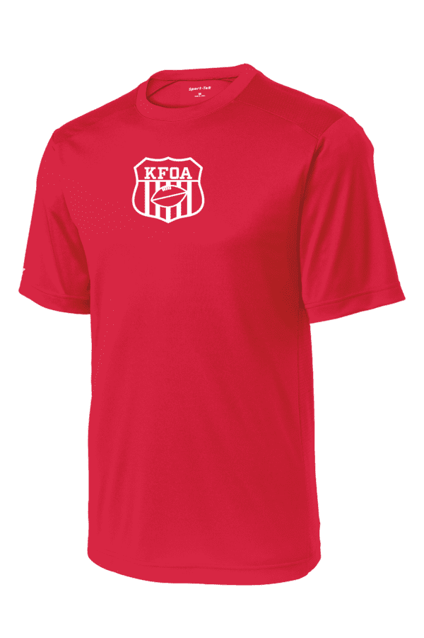 A red shirt with kera logo on it.