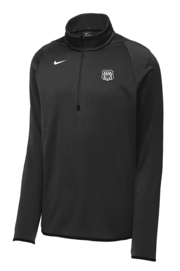 A black nike long sleeve shirt with a white logo.