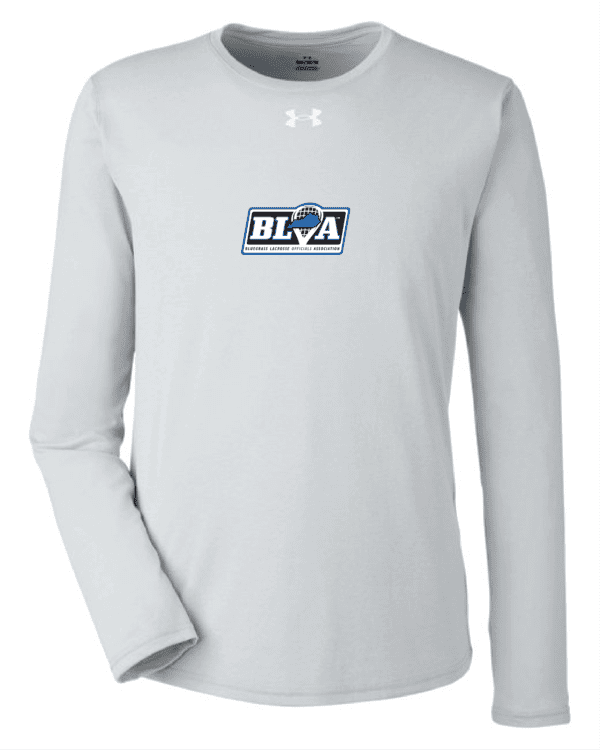 A white long sleeve shirt with the words blca on it.