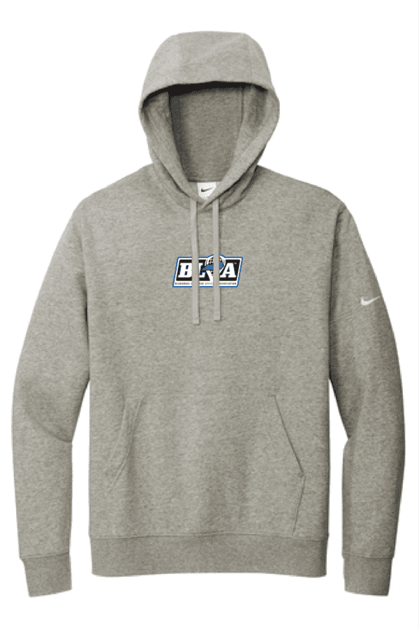 A gray hoodie with an image of the letters caa.