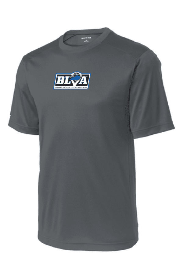 A gray t-shirt with the blaza logo on it.