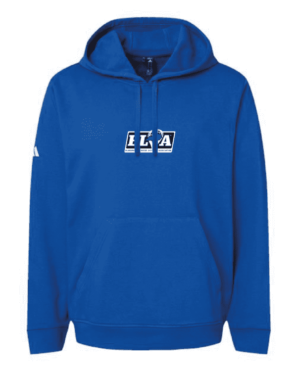 A blue hoodie with the letters lex on it.