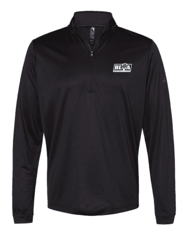 A black long sleeve shirt with a white logo.