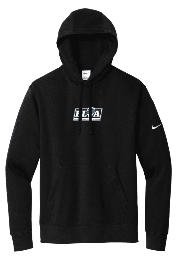 A black nike hooded sweatshirt with the word " i am " on it.