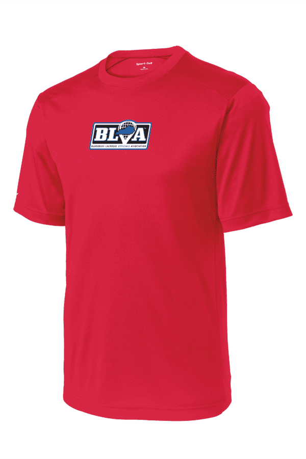 A red shirt with the blsa logo on it.