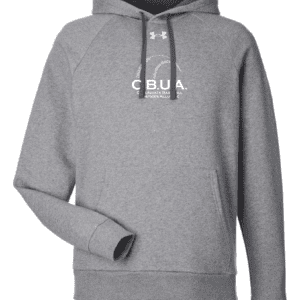 A gray hoodie with the words " cbua " on it.