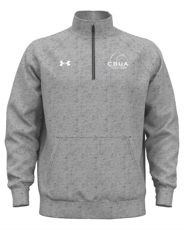 A gray under armour jacket with the words " cibola " on it.