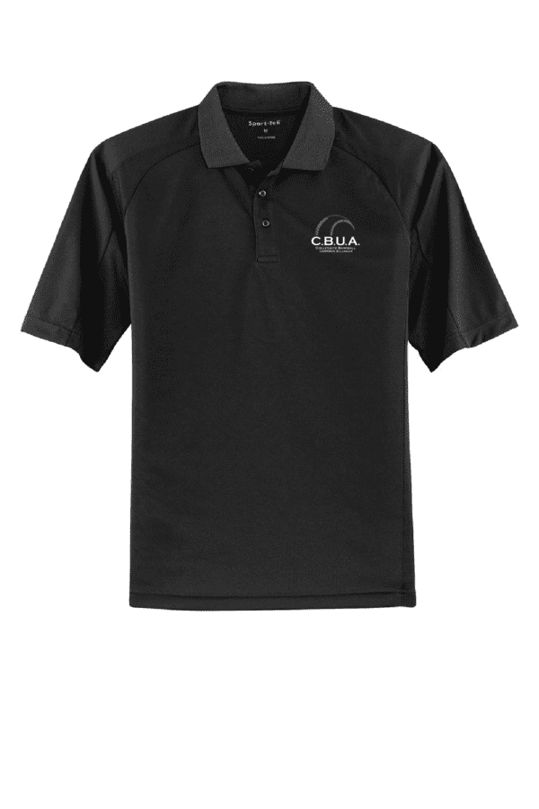 A black polo shirt with the words costa on it.