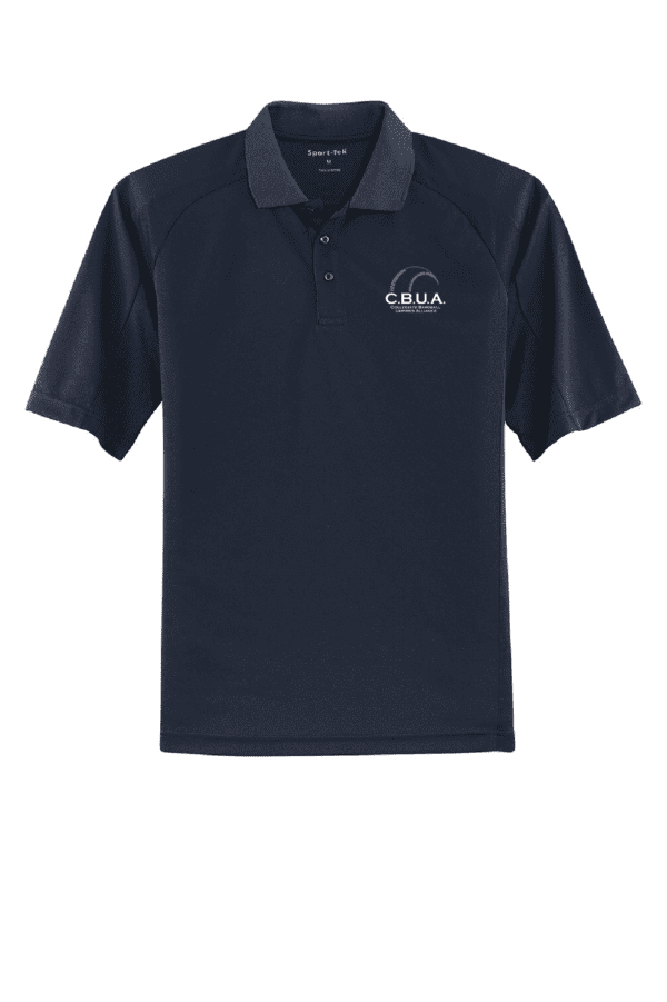 A navy blue polo shirt with the logo of crock.