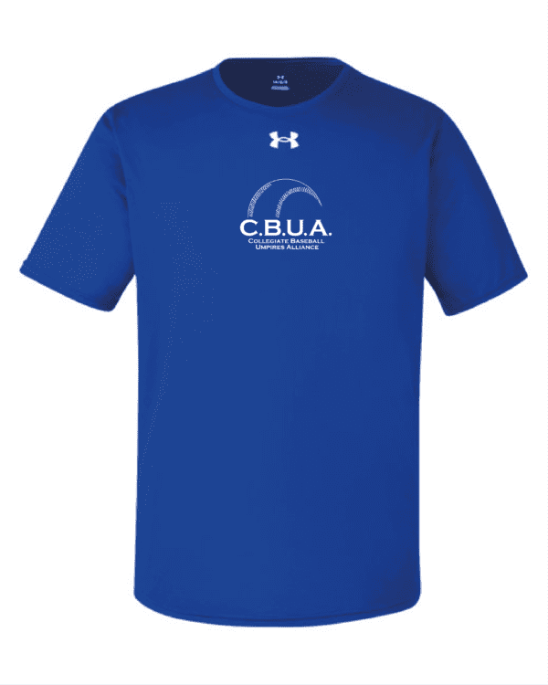 A blue under armour shirt with the words cbua on it.