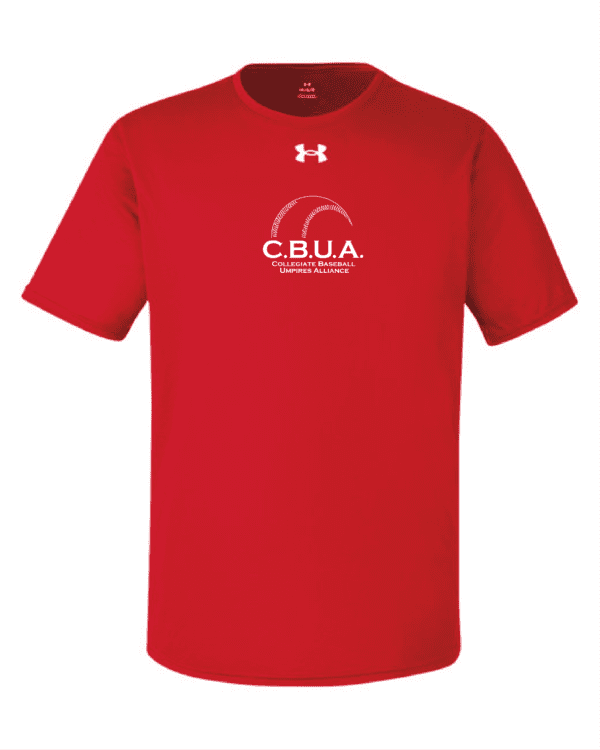 A red under armour shirt with the words cbua on it.