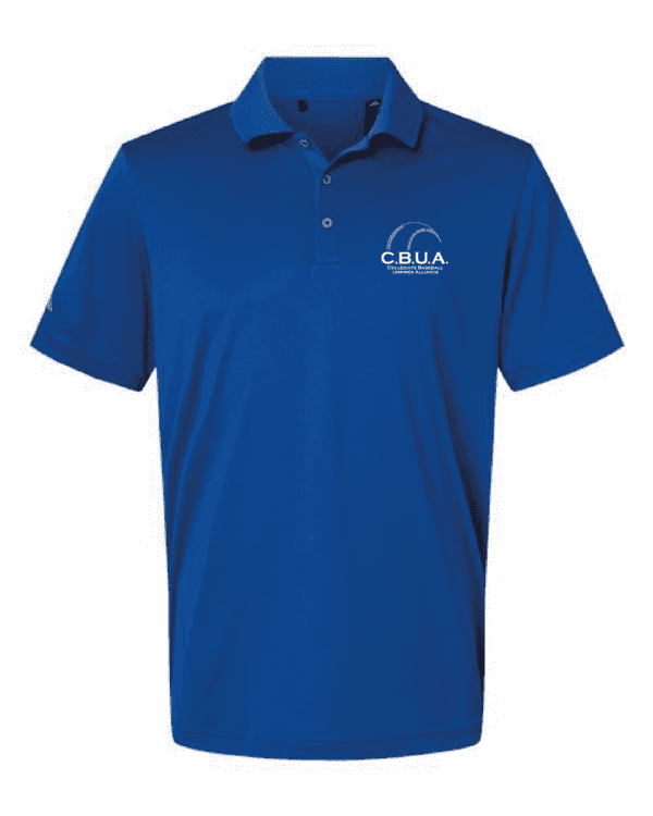 A blue polo shirt with the words " c. R. U. L. A." on it