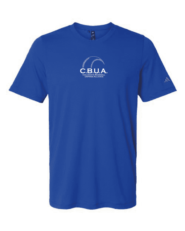 A blue shirt with the words cbua on it.