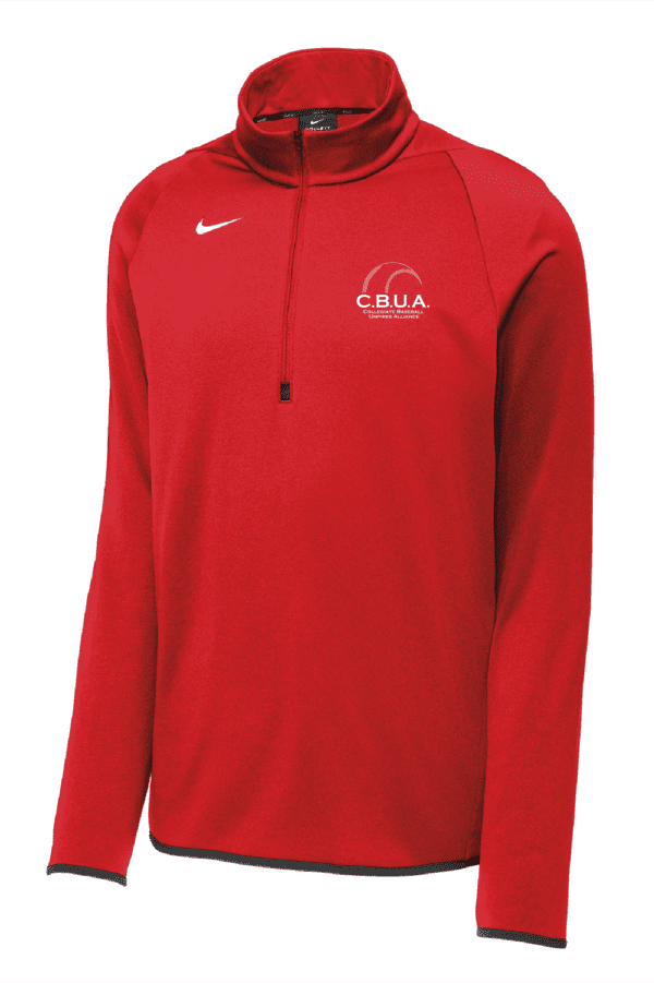 A red nike long sleeve shirt with the word csula on it.