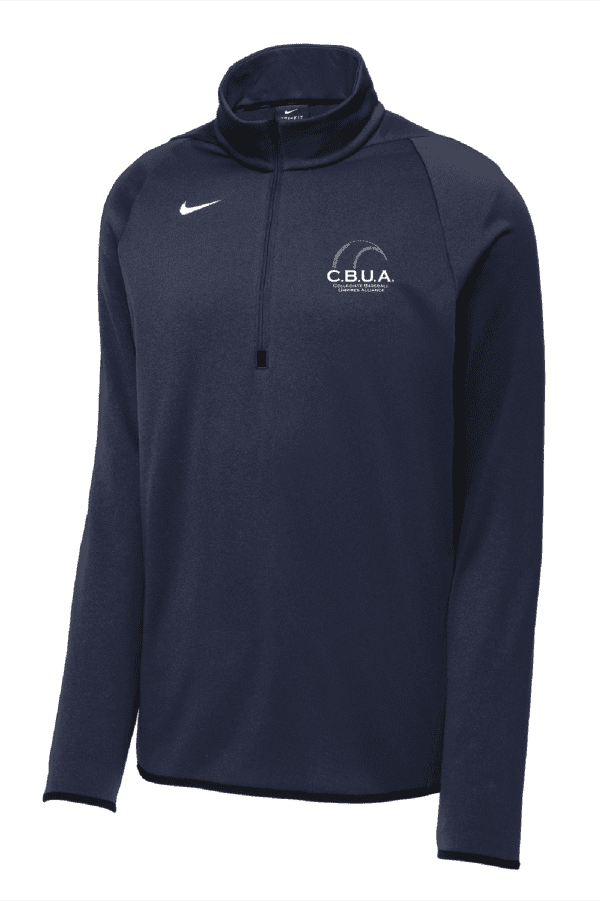 A navy nike half zip with the name of cal. Ua on it