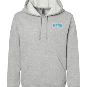 A gray hoodie with the word " joshua " on it.