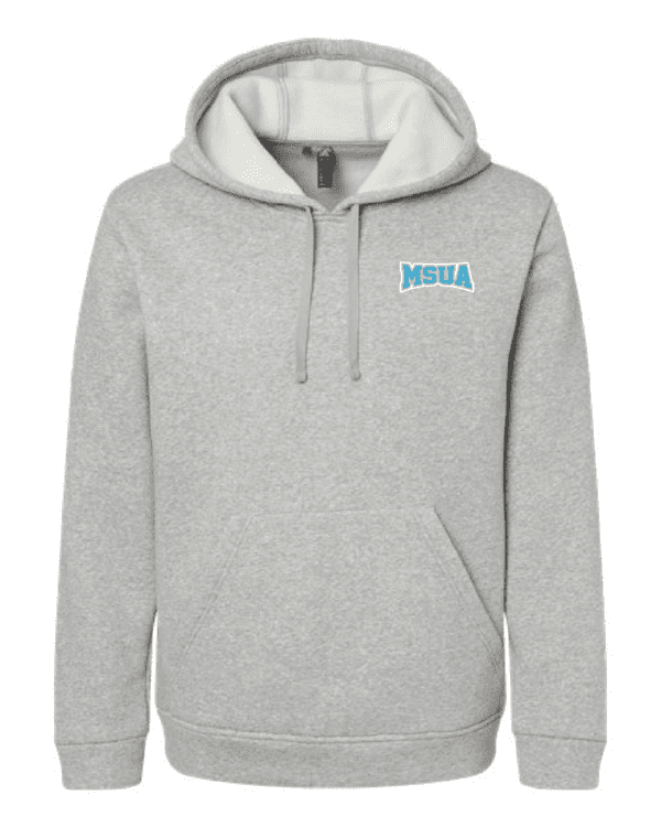 A gray hoodie with the word " joshua " on it.